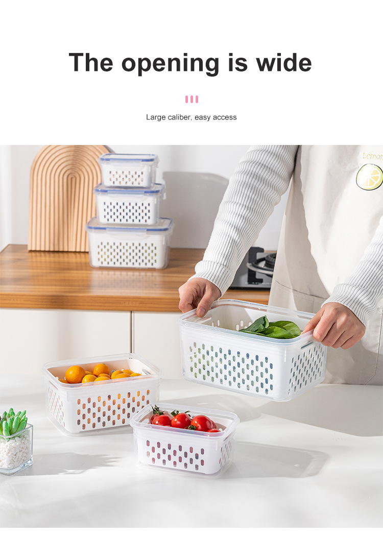 透明保鲜盒塑料盒子长方形冰箱专用冷藏密封食品级三件套带盖收纳详情2