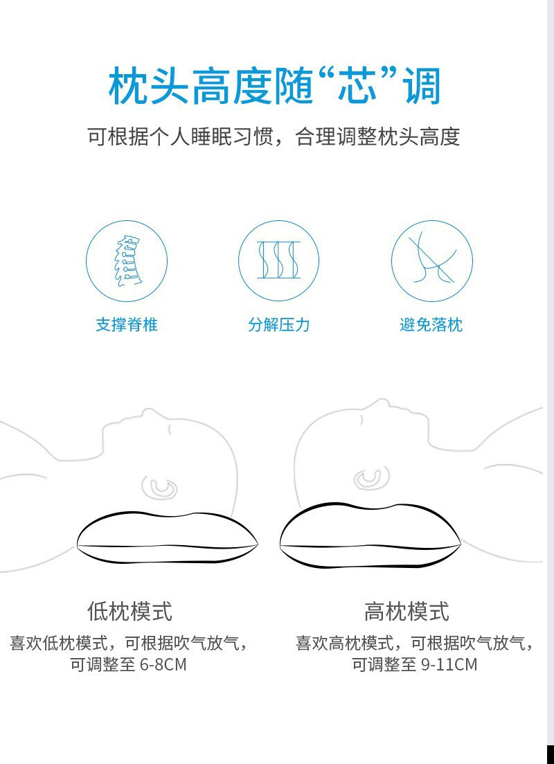 厂家源头户外自动充气海绵枕头记忆棉露营野营便携旅行抱枕沙滩枕详情3