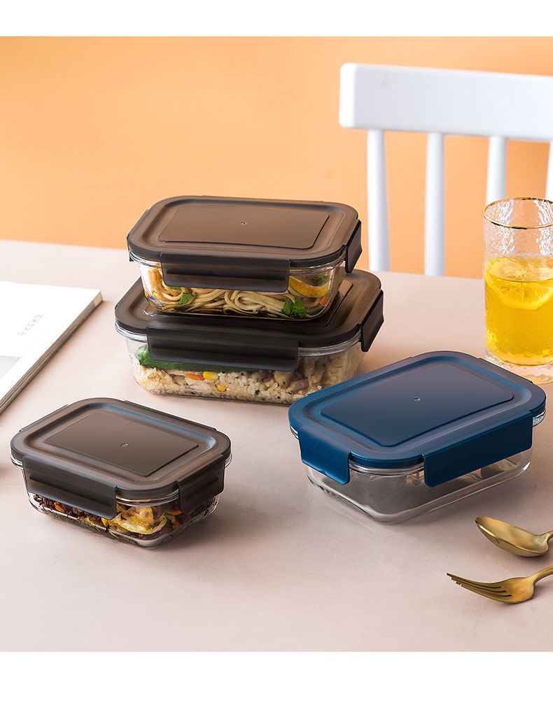 Microwave-safe glass lunch box, heat-resistant lunch box, bowl with lid, sealed box with rice, glass bowl pic 14