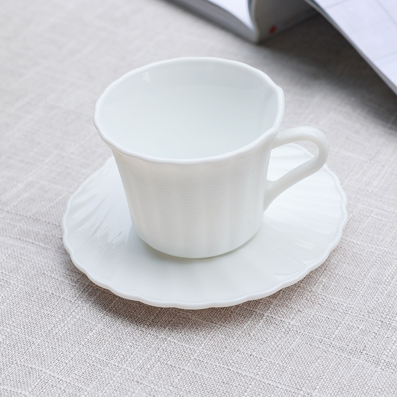 OPAL GLASSWARE White jade porcelain tempered glass cup Shell cup tea set pic 7