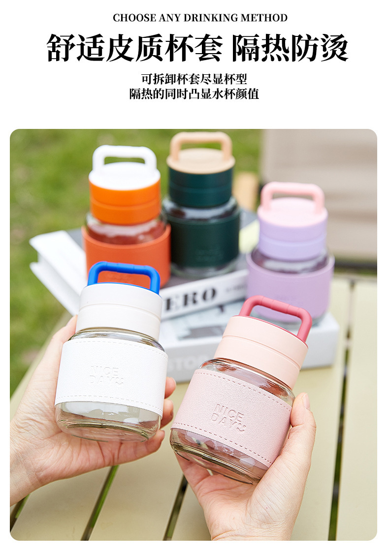 Glass cup gift Internet celebrity Chubby cup, milk shake cup, handle glass water cup, cross-border gift cup, coffee cup, creative design wholesale pic 3