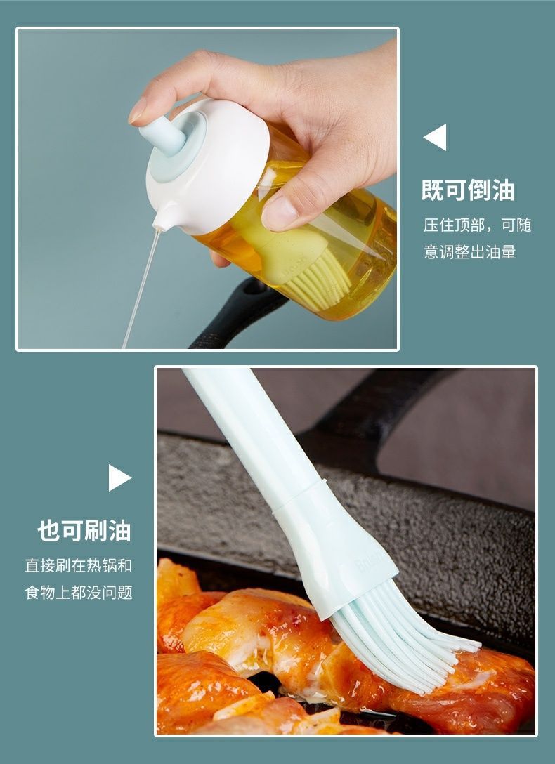 Silicone rubber oil bottle with brush, kitchen pancake oil brush, household high-temperature resistant oil bottle, food-grade oil bottle wholesale pic 10
