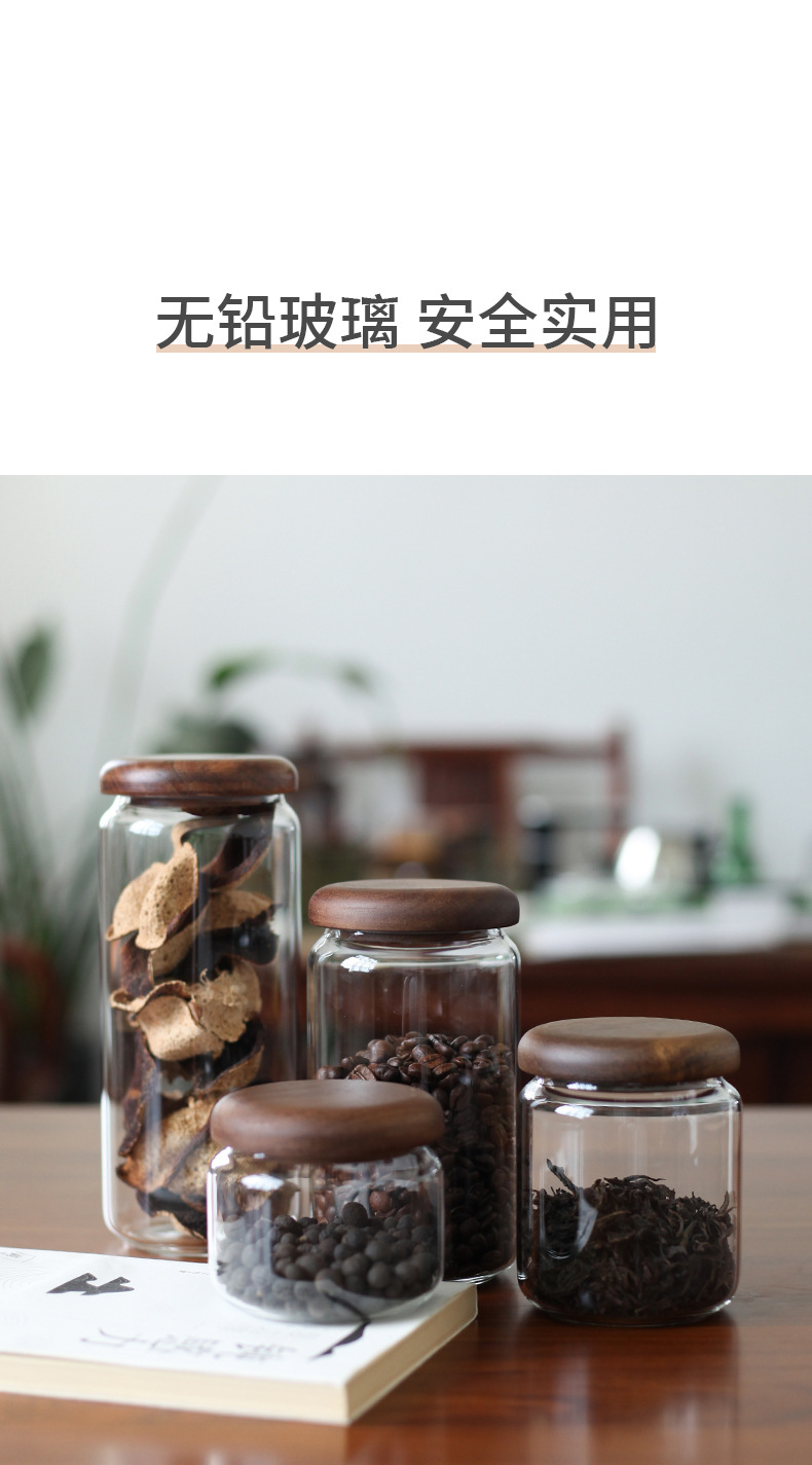 Small mini storage jars, round tea and dried tangerine peel jars, coffee powder and coarse grain glass sealed storage bottles wholesale pic 5