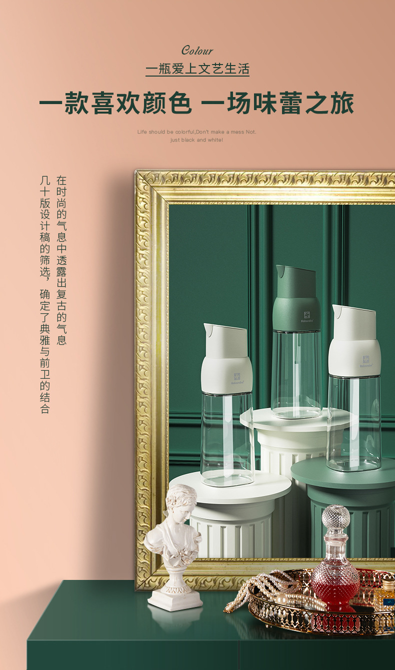 Glass oil pot, household automatic opening and closing, gravity opening lid, no oil sticking, kitchen oil tank, anti-leakage vinegar bottle pic 3