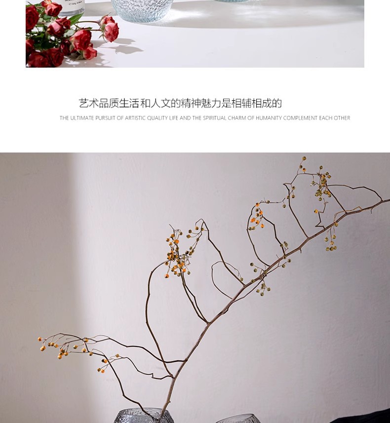 代发包邮大号玻璃花瓶轻奢复古透明水养龙柳马醉木摆件客厅插花详情7