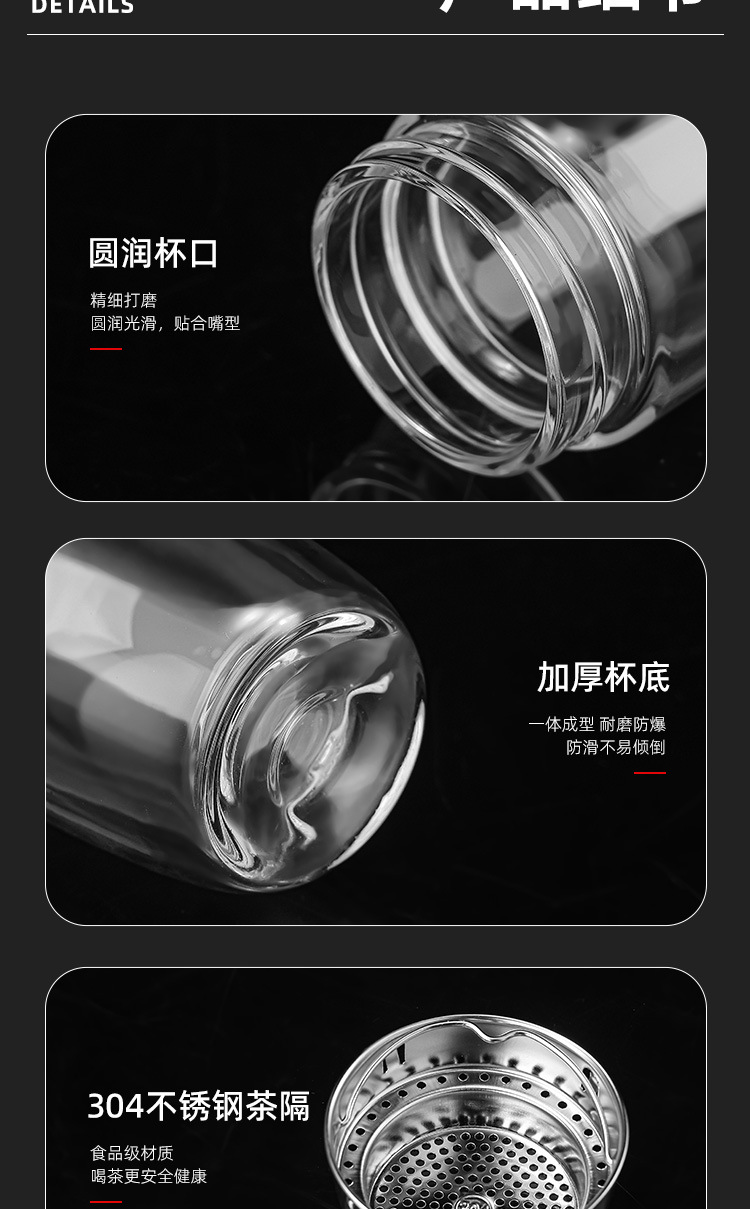 Wholesale and consignment of high-end double-layer high-temperature resistant portable glass cups with heat-insulating high borosilicate car egg water cups pic 9