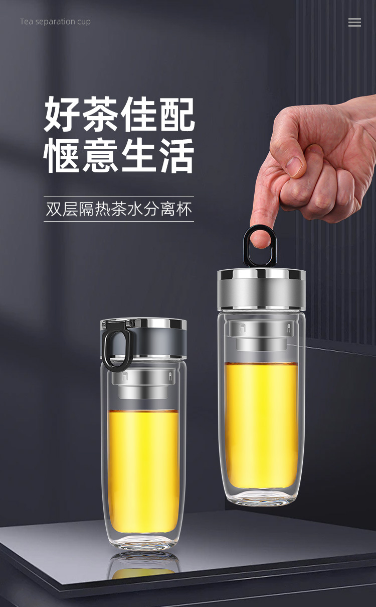 Wholesale and consignment of high-end double-layer high-temperature resistant portable glass cups with heat-insulating high borosilicate car egg water cups pic 1