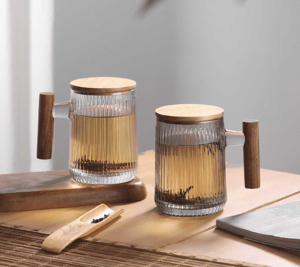 Mushang series of glass cups, Mushang tea drinking cups, office water cups, business meeting and event souvenirs wholesale pic 2