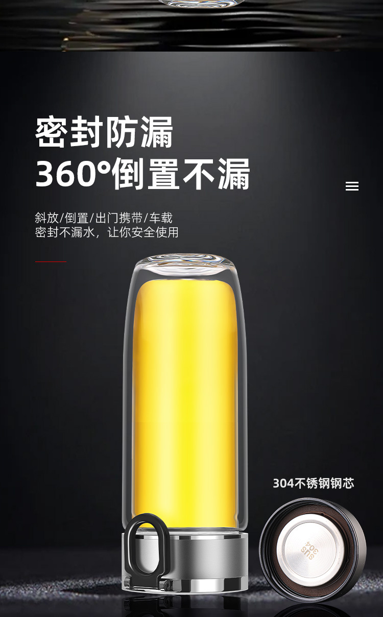 Wholesale and consignment of high-end double-layer high-temperature resistant portable glass cups with heat-insulating high borosilicate car egg water cups pic 5