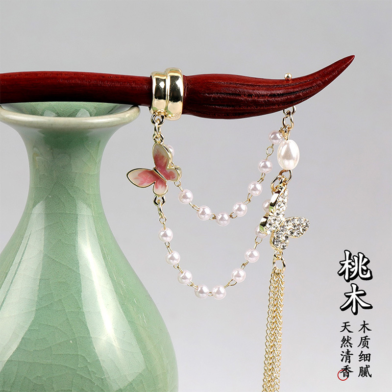 New Chinese-style sandalwood hairpin with a sense of high-end Chinese style and poetic brush wood hairpin pic 8