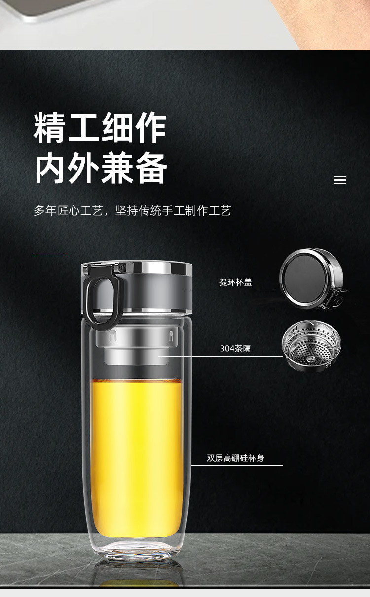 Wholesale and consignment of high-end double-layer high-temperature resistant portable glass cups with heat-insulating high borosilicate car egg water cups pic 7