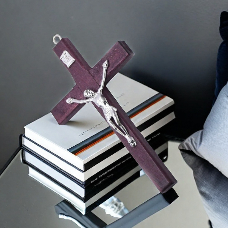 跨境木质工艺品十字架家居饰品摆件高级感小众实木汽车挂件小饰品详情2