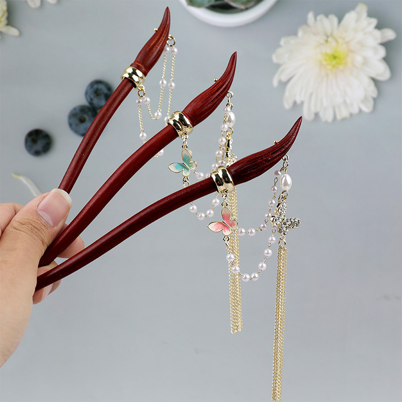 New Chinese-style sandalwood hairpin with a sense of high-end Chinese style and poetic brush wood hairpin pic 7