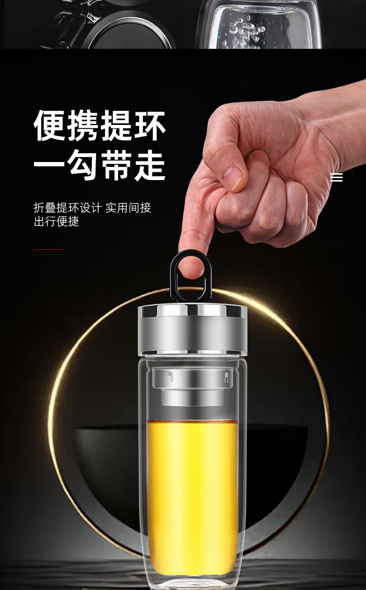 Wholesale and consignment of high-end double-layer high-temperature resistant portable glass cups with heat-insulating high borosilicate car egg water cups pic 4