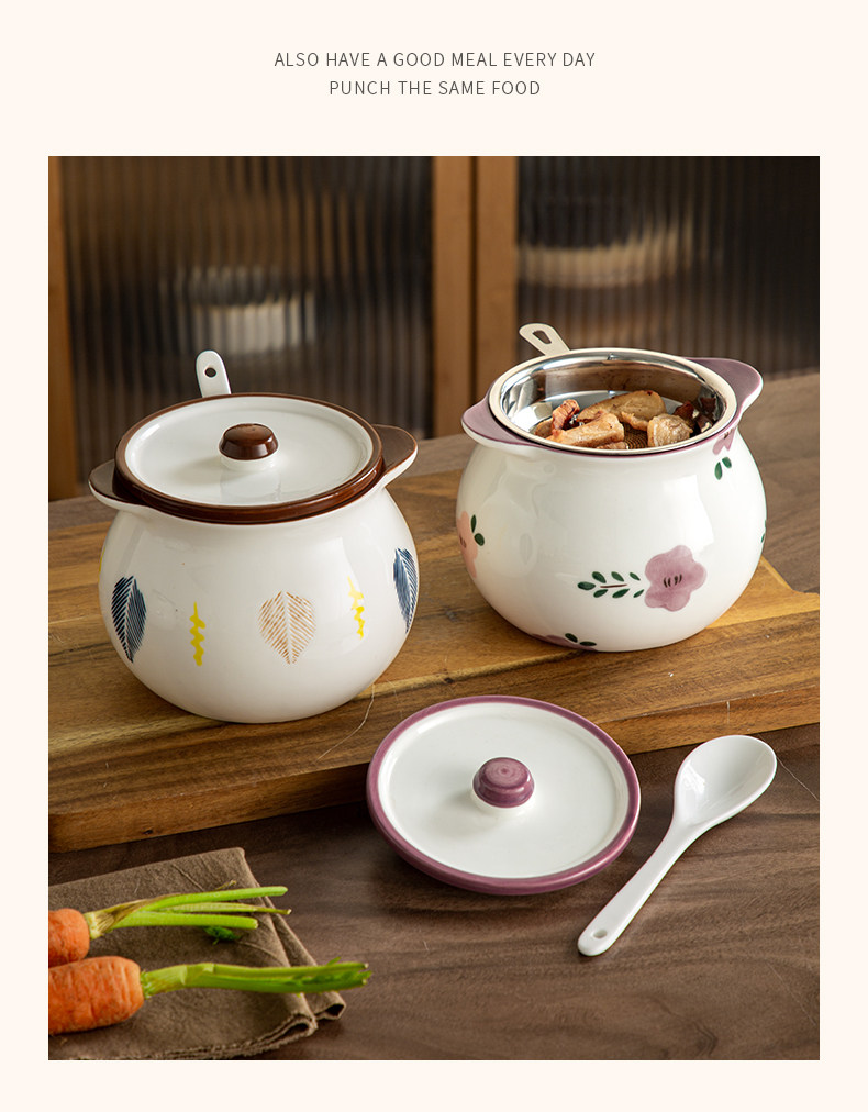Ceramic lard can, household high-temperature resistant lid spoon, kitchen oil-splashed chili can, large capacity for storing seasonings pic 15