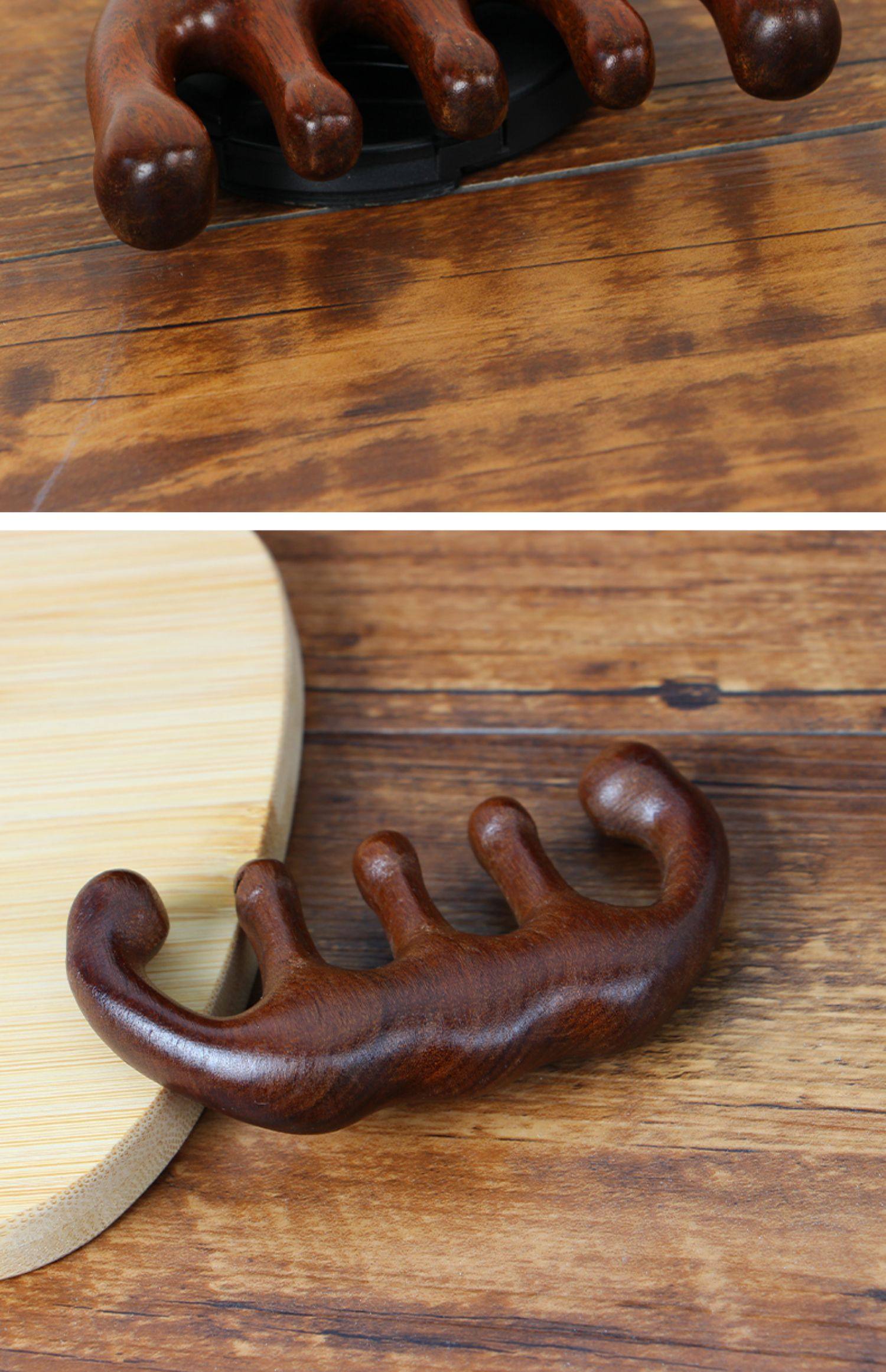 头皮按摩梳檀木梳子男女刮痧头疗头部经络专用圆头大宽齿不易发脱详情13