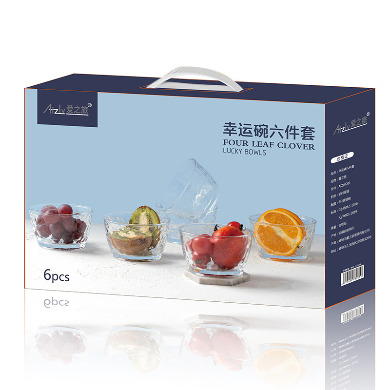 High-quality hammer-patterned bowls, transparent glass bowls, household tableware, fruit, dessert, salad bowls, glass gift bowls pic 5