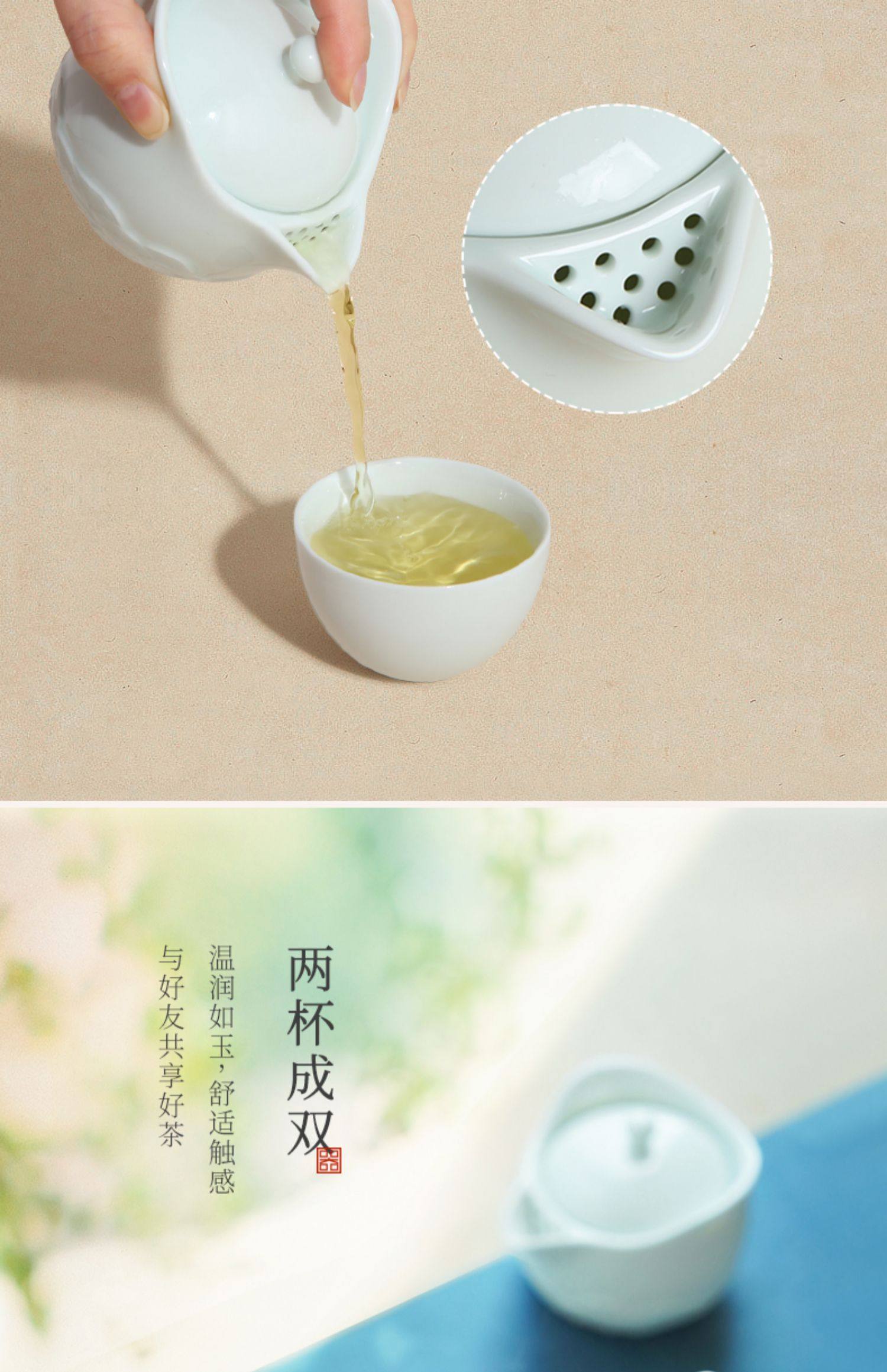 Lu Bao Ceramic Tea Set Lingbo Tea Set Gift Box Office One Pot Two Cups Portable Quick Guest Cup Tea Set pic 8