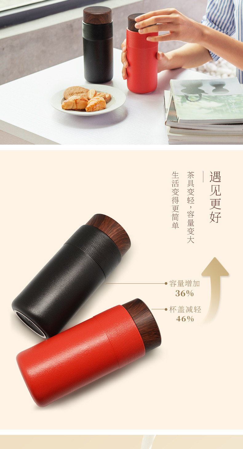 陆宝陶瓷杯子旋转随身杯泡茶活水茶杯饮水杯双层330ml大容量陶杯详情3