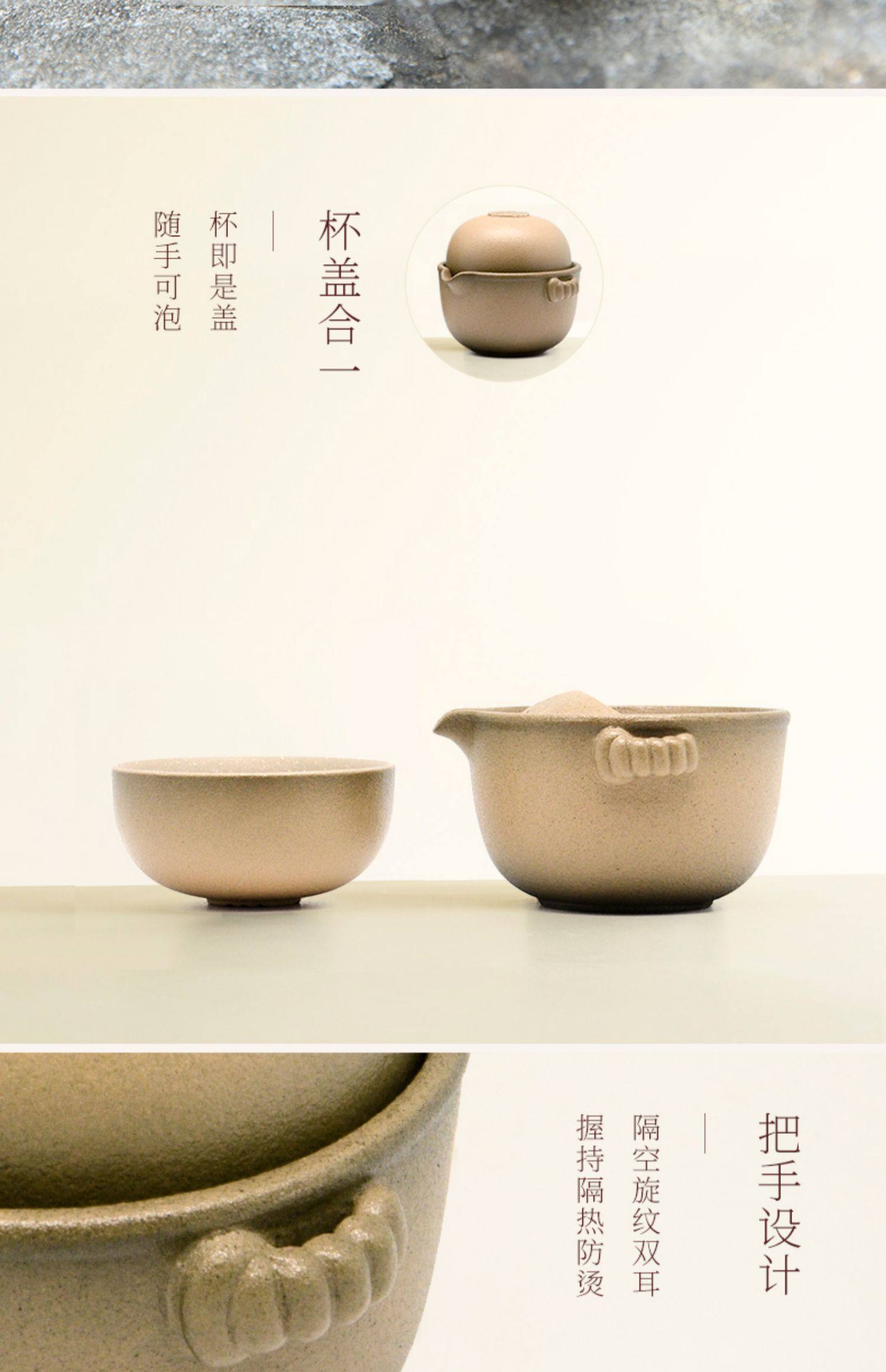Lubao Ceramics Flagship Store Linglong Casual Brew a pot, a cup, a one-person tea set, a small set of ink-colored quick guest cups pic 3