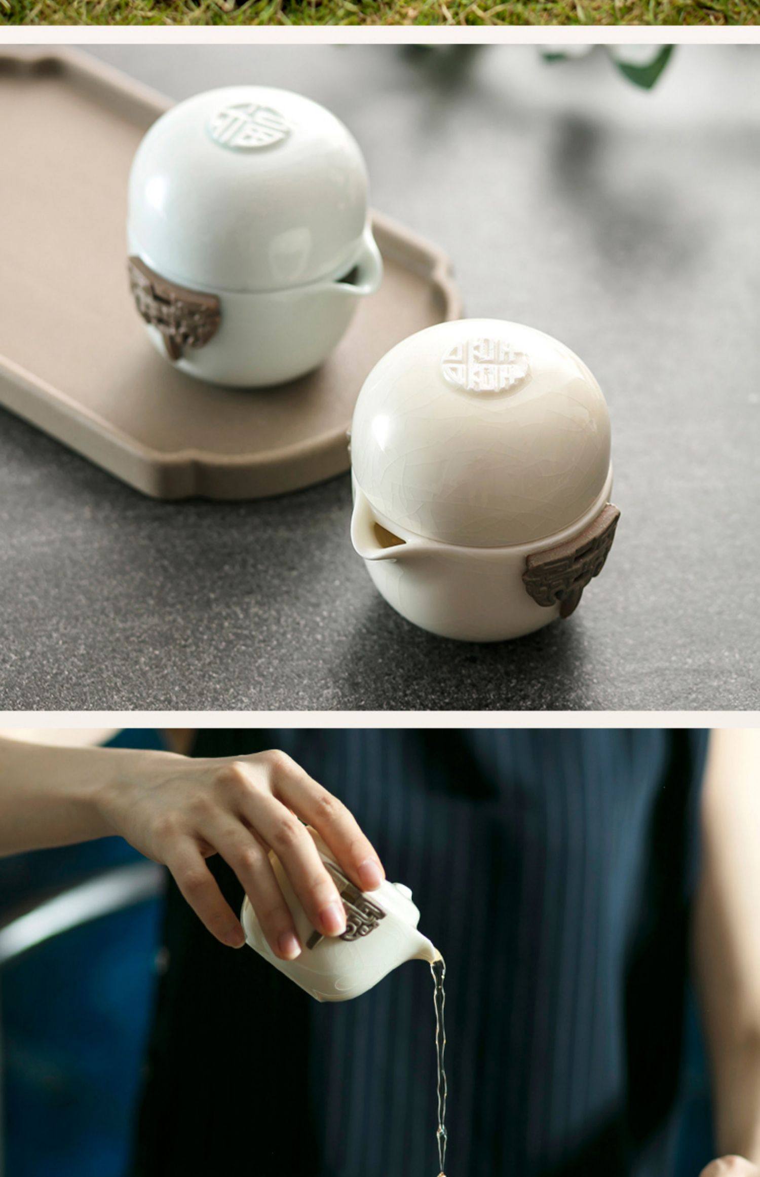 Lu Bao Suixi Suifu Kuaike Cup Ice Crack Glaze Travel Tea Set, One pot and one Cup Simple Brewing teapot, co-branded with the History Museum pic 11