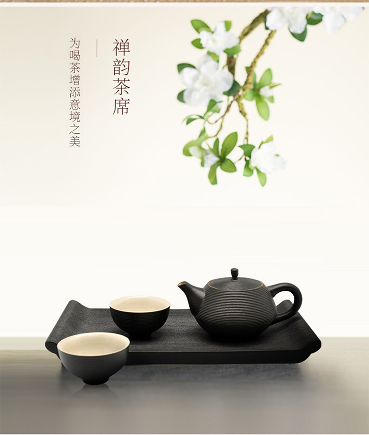 Lu Bao Ceramic Teapot Single-person Kung Fu Tea Set, one teapot and two cups, Zen Charm Wabi-sabi Style Tea Set Gift Box pic 2