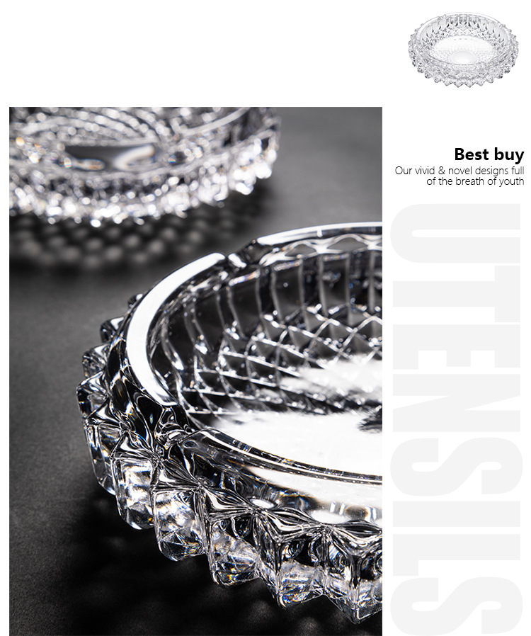 玻璃烟灰缸齿纹烟缸创意水晶欧式个性潮流多功能客厅办公室烟灰缸详情8