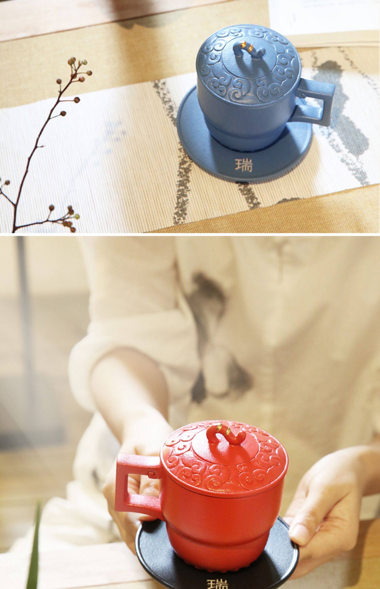 Lubao ceramic mugs, Furui Chengxiang lid cups, household tea brewing cups, cup holders, Chinese ceramic cups, water cups can be customized pic 27