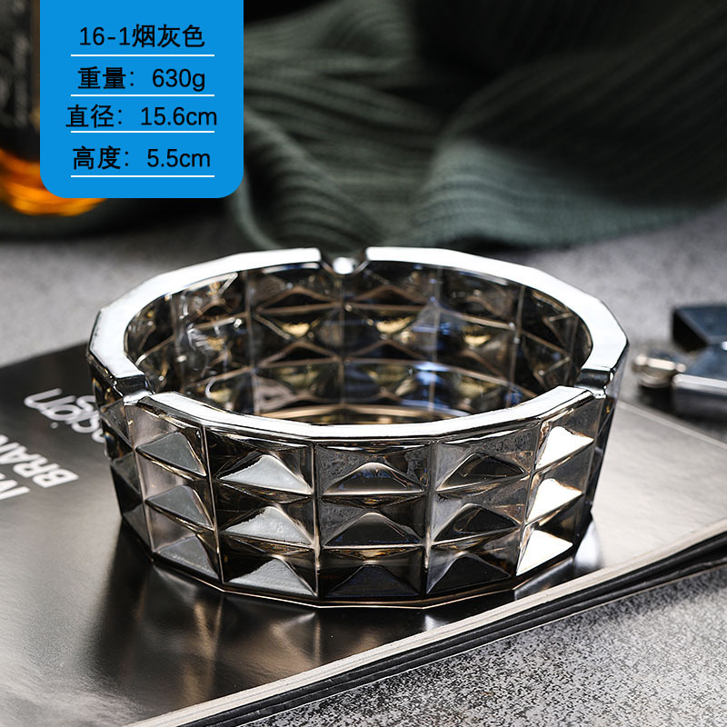 简约家用客厅创意高档水晶电镀烟缸办公室酒吧大号烟灰缸北欧轻奢详情3