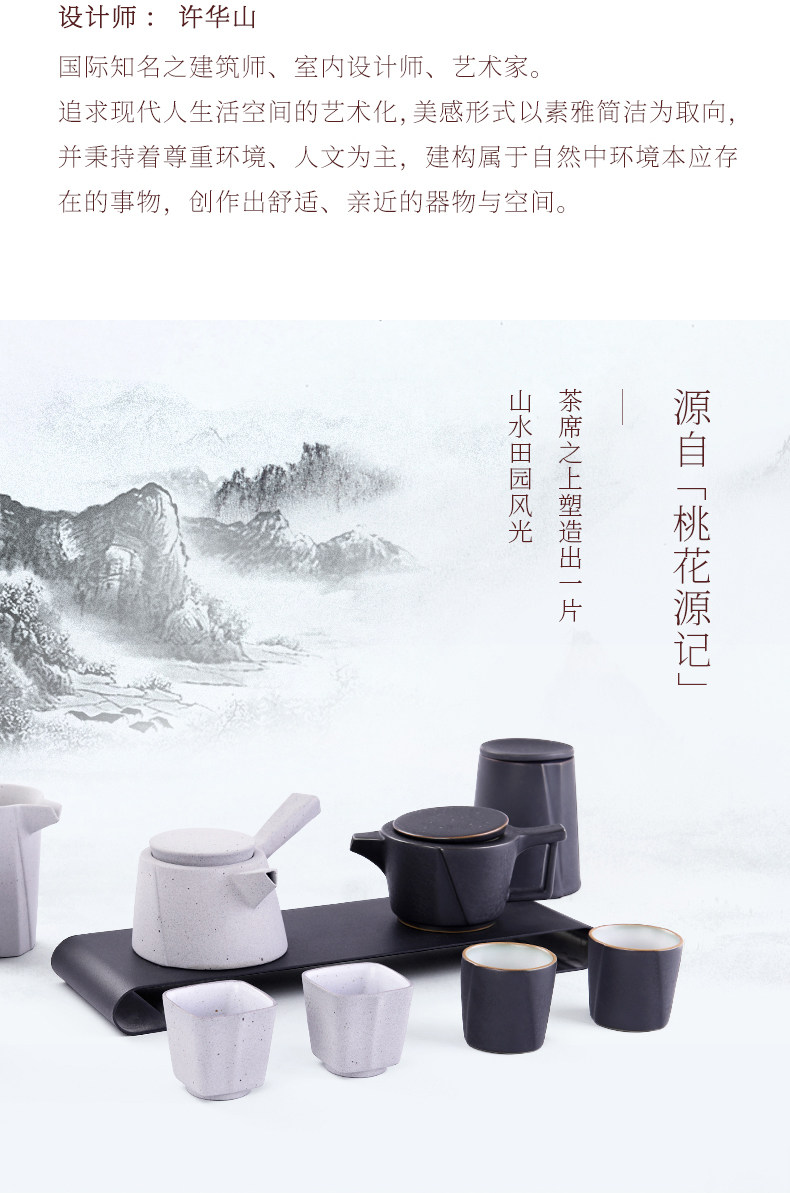 Taiwan Lu Bao Yin Yin Series cross-border collaboration complete set of Kung Fu tea sets, architectural style ceramic tea set gift box pic 3