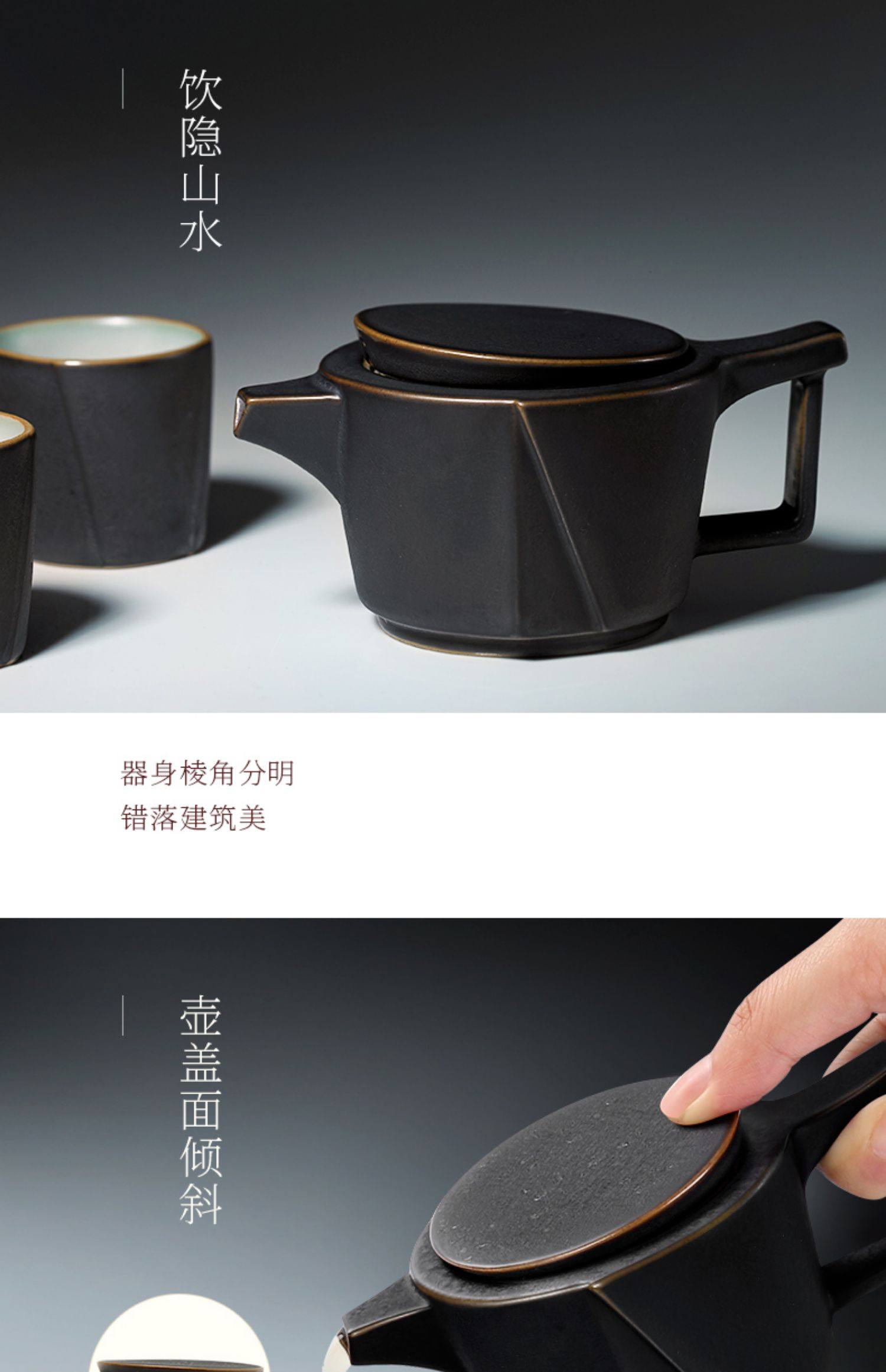 Taiwan Lu Bao Yin Yin Series cross-border collaboration complete set of Kung Fu tea sets, architectural style ceramic tea set gift box pic 4