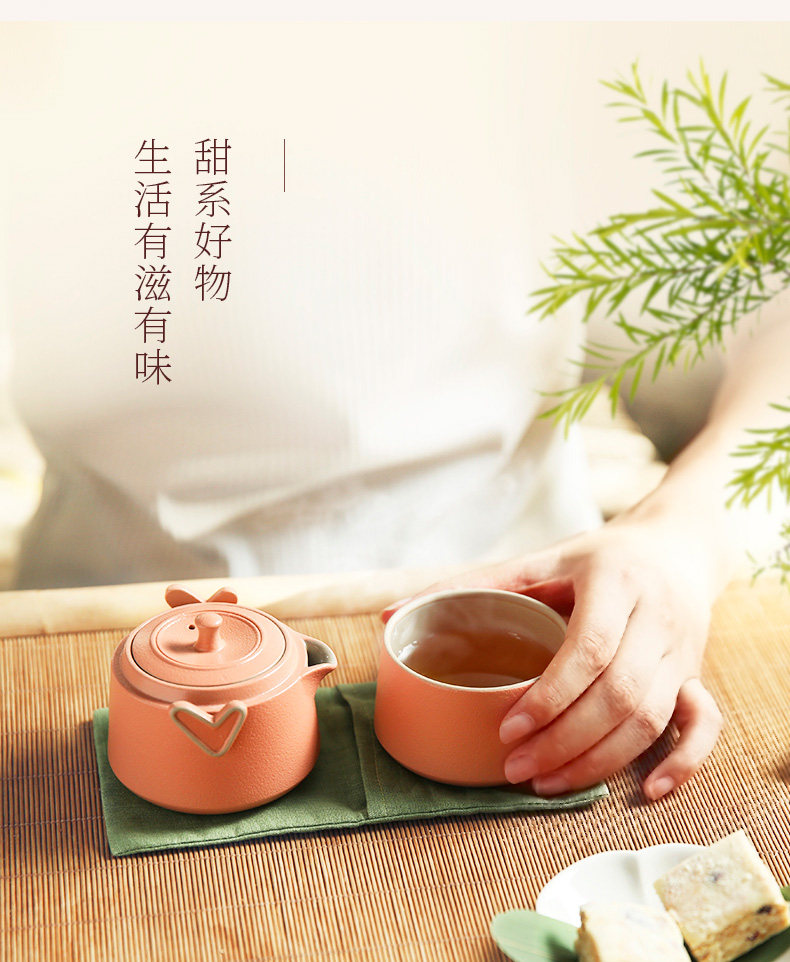 一件代发台湾陆宝快客杯一壶一杯心想事成随手泡家用旅行便携泡茶陶瓷茶具详情2