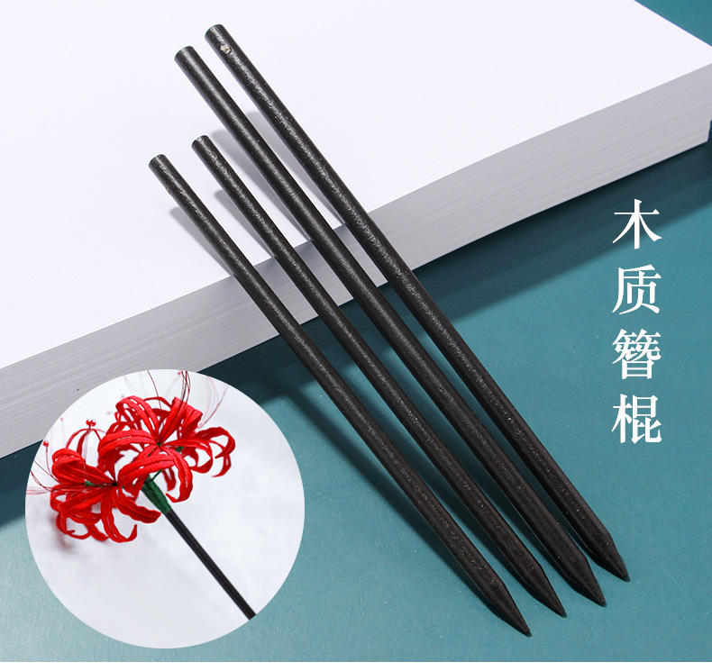 Handmade diy round wooden hairpin rods with holes, hairpin main body without holes, black peach wood color hairpin hair accessory materials pic 2
