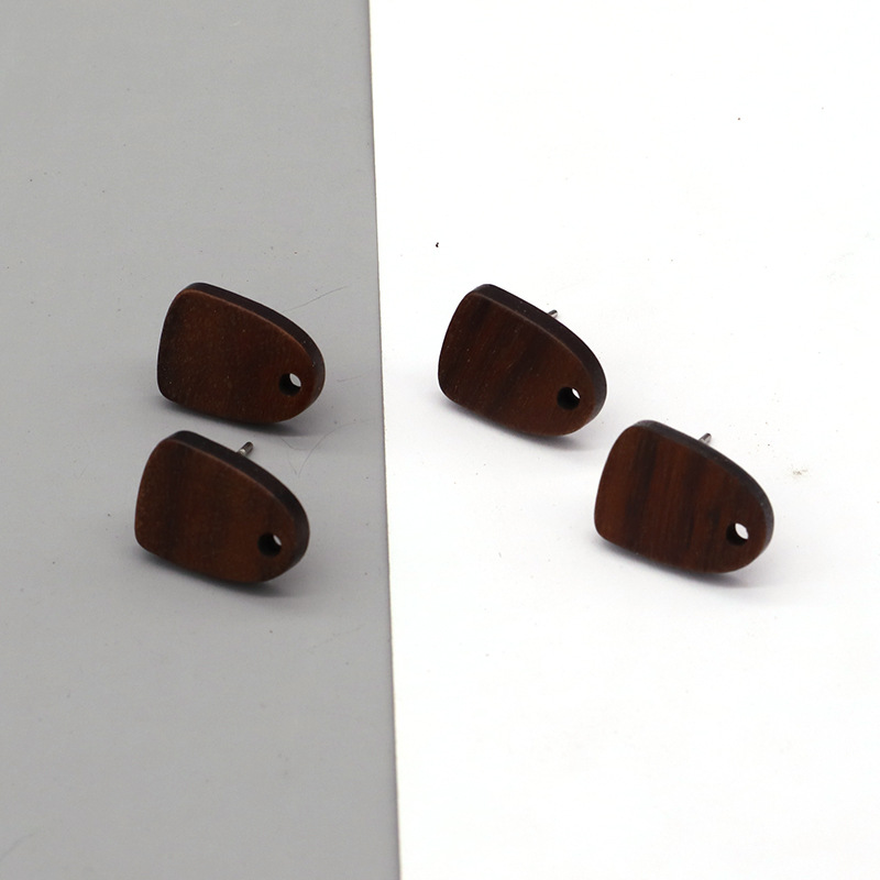 Simple and unique geometric wood ear pins, ear studs with pendants, DIY retro natural color wooden earrings and earrings accessories pic 6