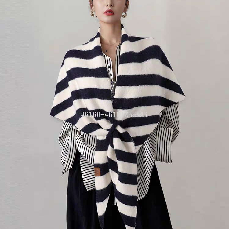 Wholesale of new cross-border export scarves, horizontal striped triangular shawls, e-commerce live streaming supply chain