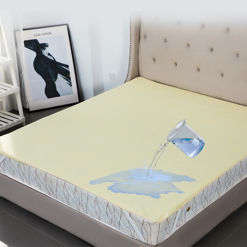 Cross-border Amazon bamboo fiber towel fabric waterproof bed, thin Simmons urine-proof anti-slip four-corner rubber band mattress Item Picture