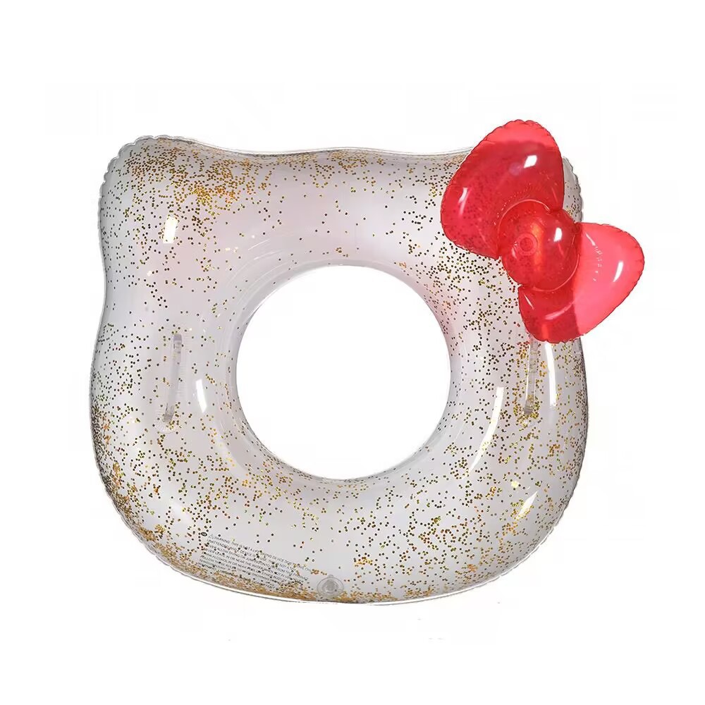 Thickened children's swimming rings, underarm life buoys, swan sequined rings, cute pink three-dimensional baby color swimming rings Specification image