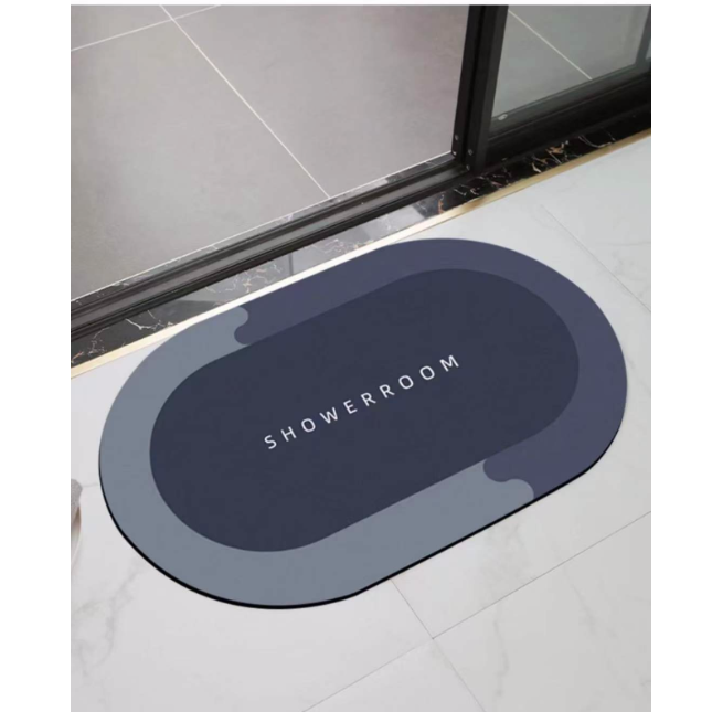 Diatom mud water-absorbing oval floor mat, anti-slip soft foot mat for bathroom door, quick-drying carpet, toilet mat Specification image