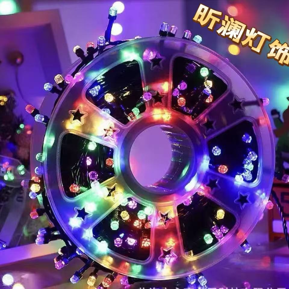 Yogenhair led solar roll roll lamp v8 hexagonal disc lamp string para proyectos al aire libre brillante luz de navidad a prueba de agua
