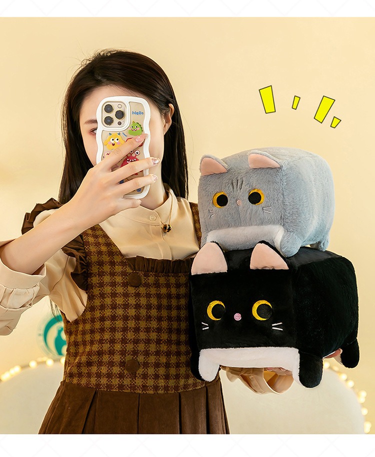 创意新款方块猫毛绒玩具呆萌卡通猫咪公仔摆件活动礼品送闺蜜礼物详情10