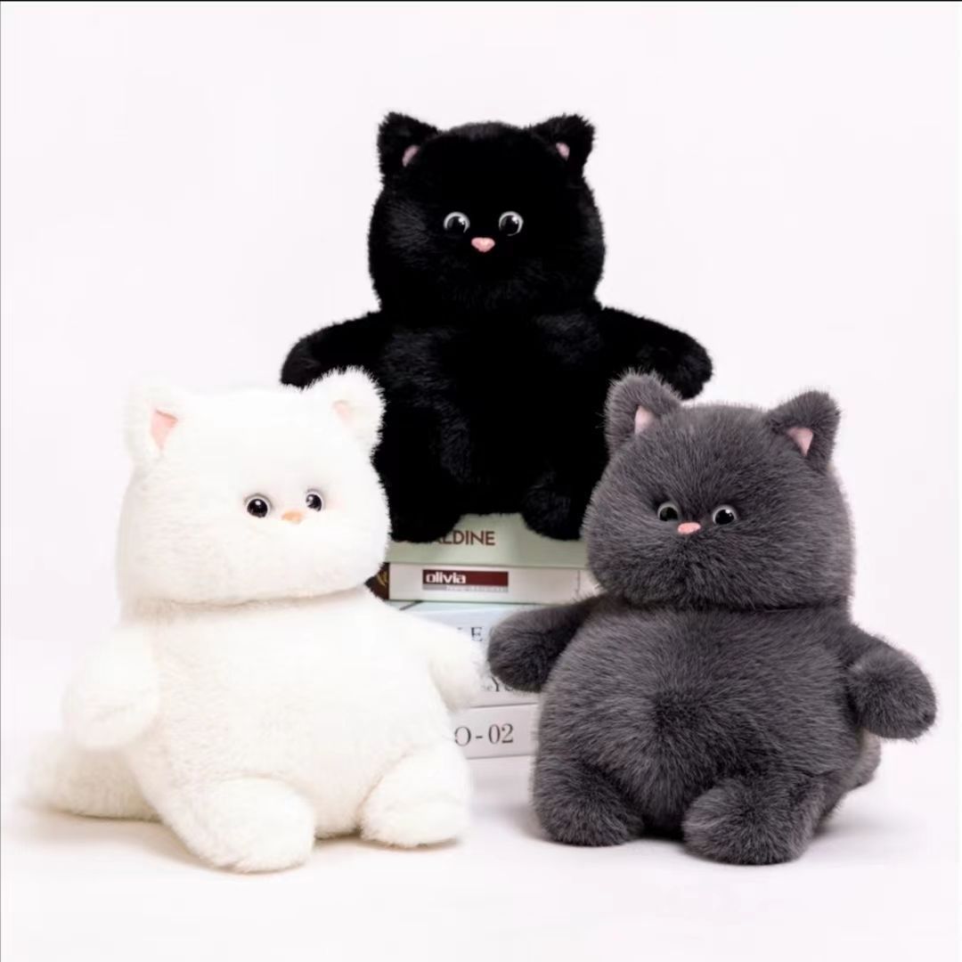 跨境新款毛绒玩具公仔白色猫咪玩偶喵它崽可爱软萌猫咪抱枕生日详情2