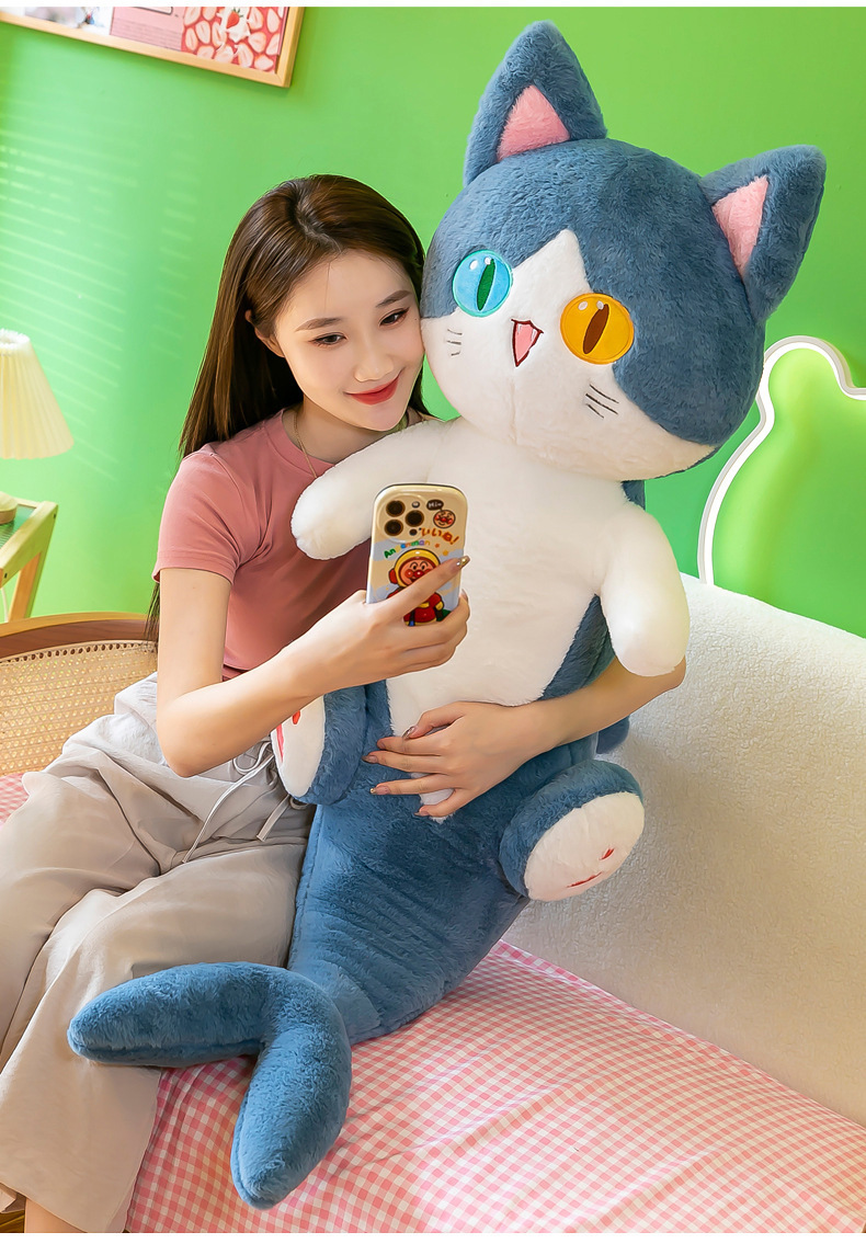 New long shark cat plush pillow, a cute gift for girls with heteropic eyes, and a cartoon plush toy doll pic 17