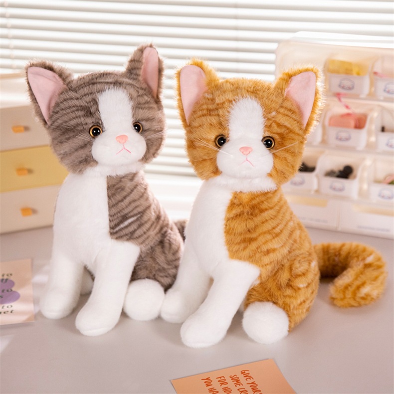 跨境 黑白棕灰猫咪站立礼物可爱 毛绒玩具 公仔新品 批发现货详情5