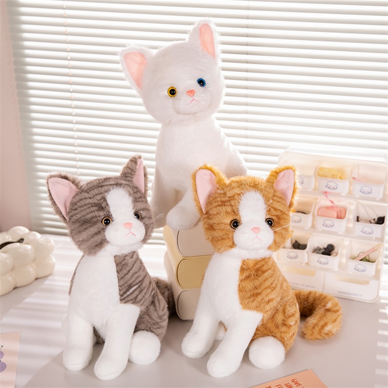 跨境 黑白棕灰猫咪站立礼物可爱 毛绒玩具 公仔新品 批发现货详情13