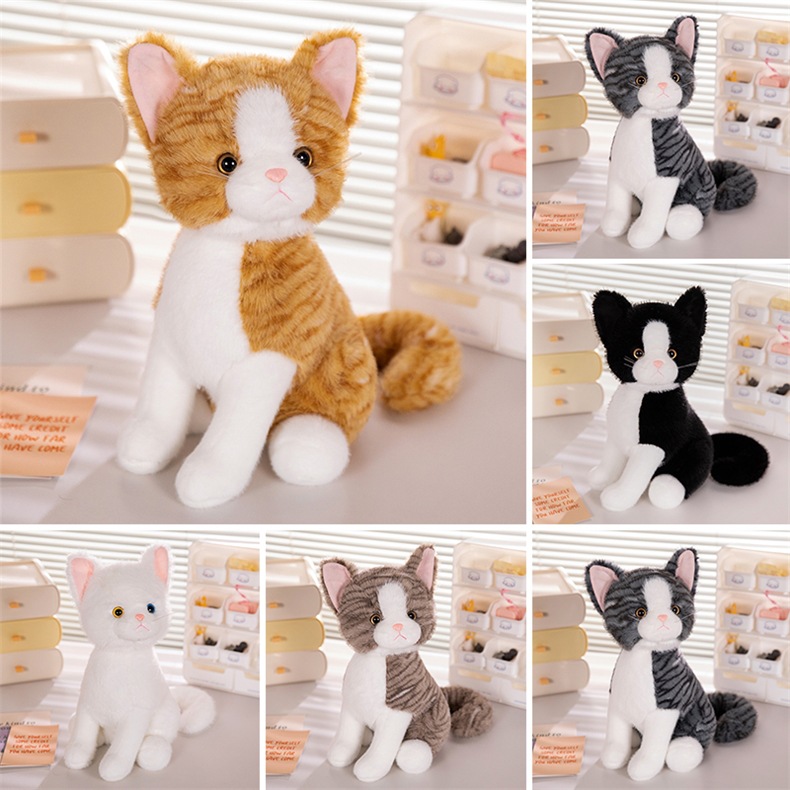 跨境 黑白棕灰猫咪站立礼物可爱 毛绒玩具 公仔新品 批发现货详情1