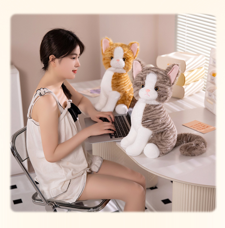 跨境 黑白棕灰猫咪站立礼物可爱 毛绒玩具 公仔新品 批发现货详情42