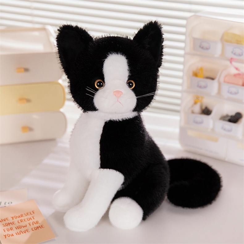 跨境 黑白棕灰猫咪站立礼物可爱 毛绒玩具 公仔新品 批发现货详情10