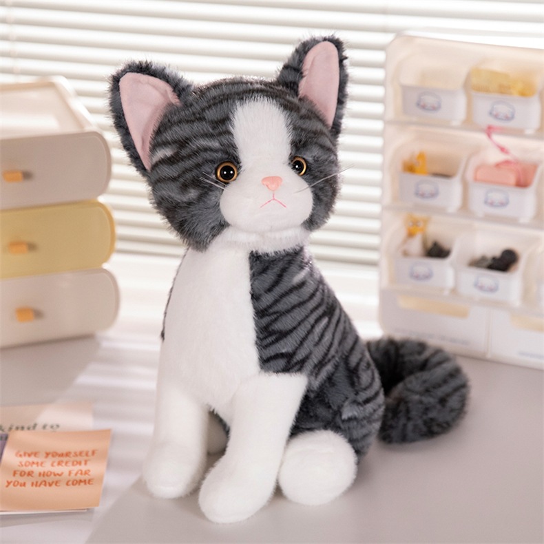 跨境 黑白棕灰猫咪站立礼物可爱 毛绒玩具 公仔新品 批发现货详情7
