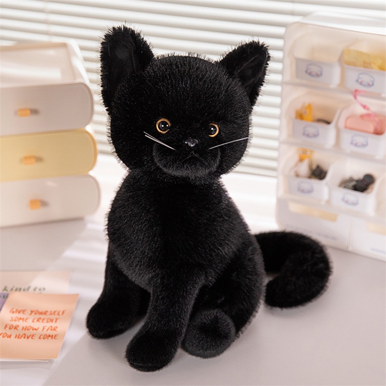 跨境 黑白棕灰猫咪站立礼物可爱 毛绒玩具 公仔新品 批发现货详情11