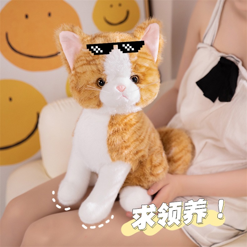 跨境 黑白棕灰猫咪站立礼物可爱 毛绒玩具 公仔新品 批发现货详情17